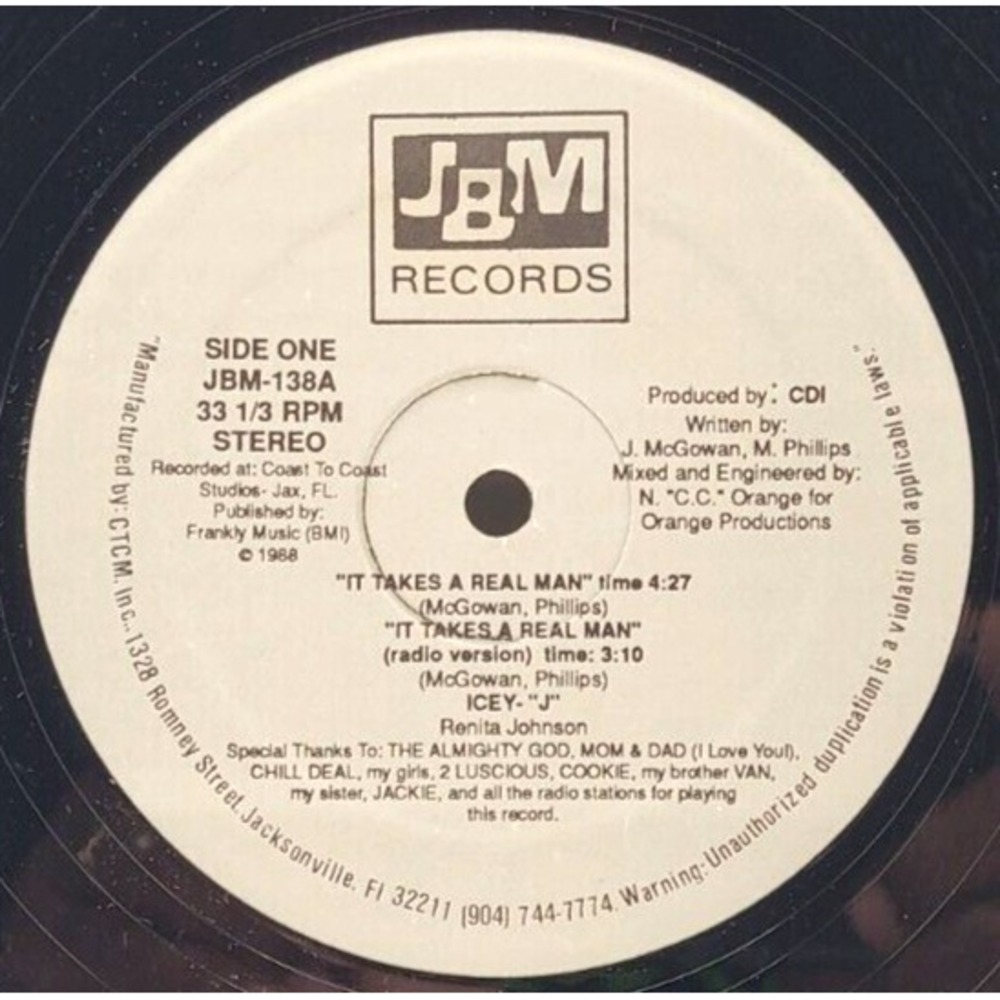 ICEY J - IT TAKES A REAL‎ MAN  - HIP HOP LP SINGLE JBM